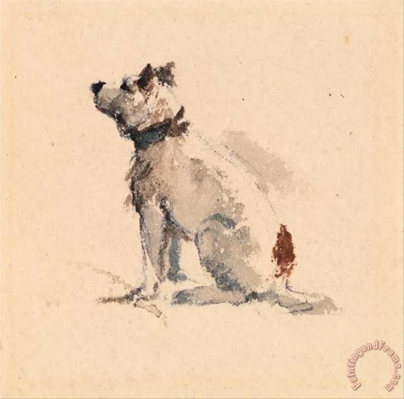 Peter de Wint A Terrier, Sitting Facing Left Art Print