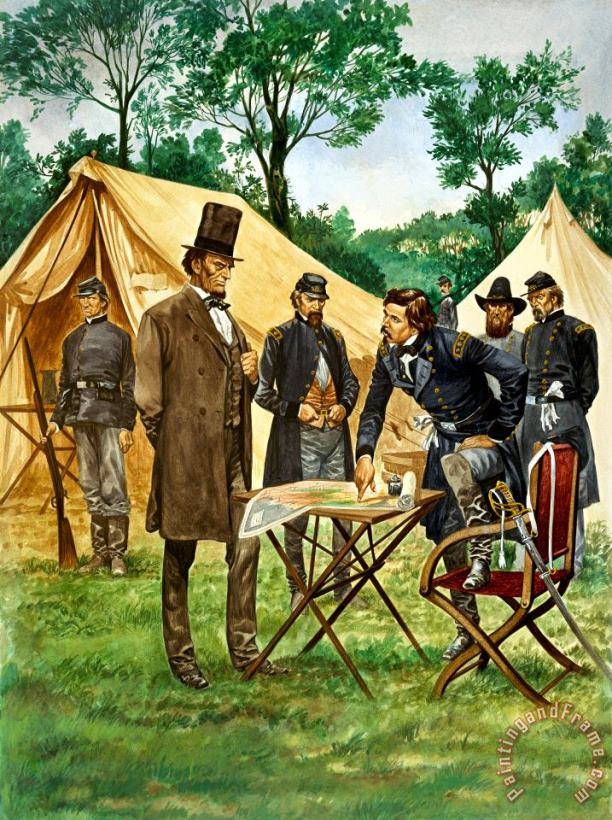 Abraham Lincoln plans his campaign during the American Civil War painting - Peter Jackson Abraham Lincoln plans his campaign during the American Civil War Art Print