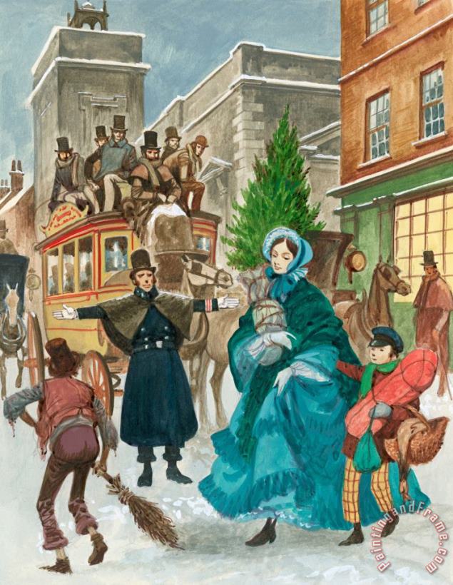 Peter Jackson Victorian Christmas Scene Art Painting