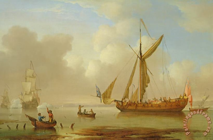 Peter Monamy Royal Yacht Becalmed At Anchor Art Painting