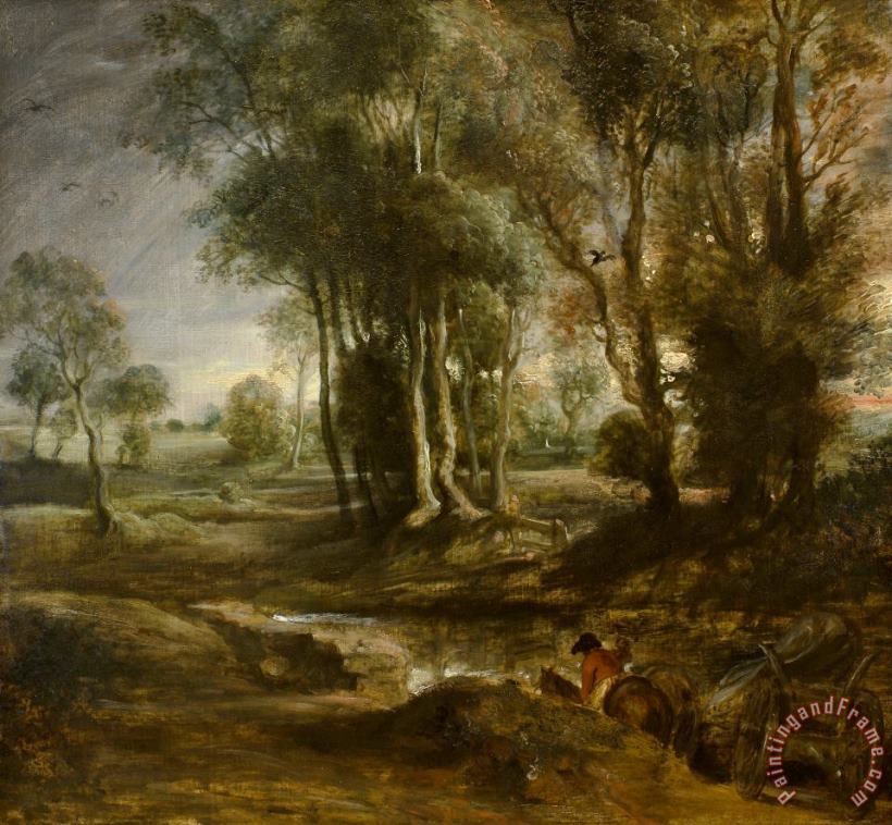 Peter Paul Rubens Evening Landscape with Timber Wagon Art Painting