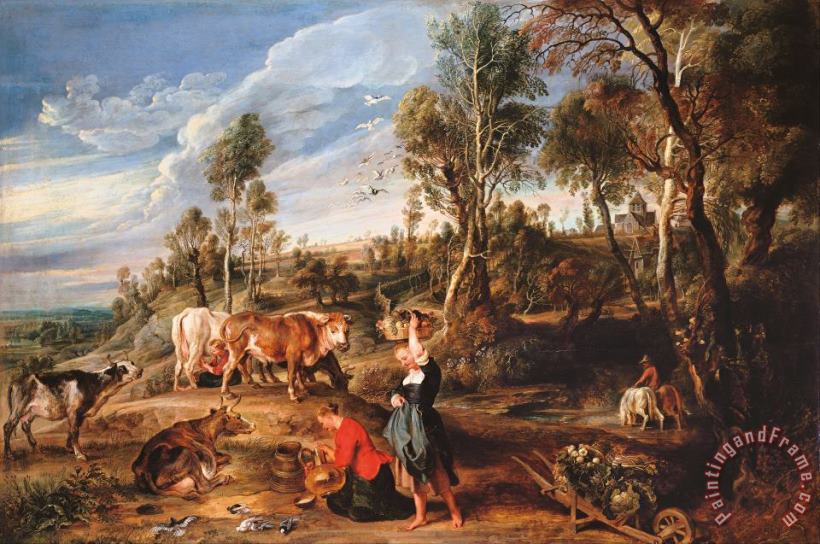 Peter Paul Rubens Milkmaids with Cattle in a Landscape, 'the Farm at Laken' Art Painting