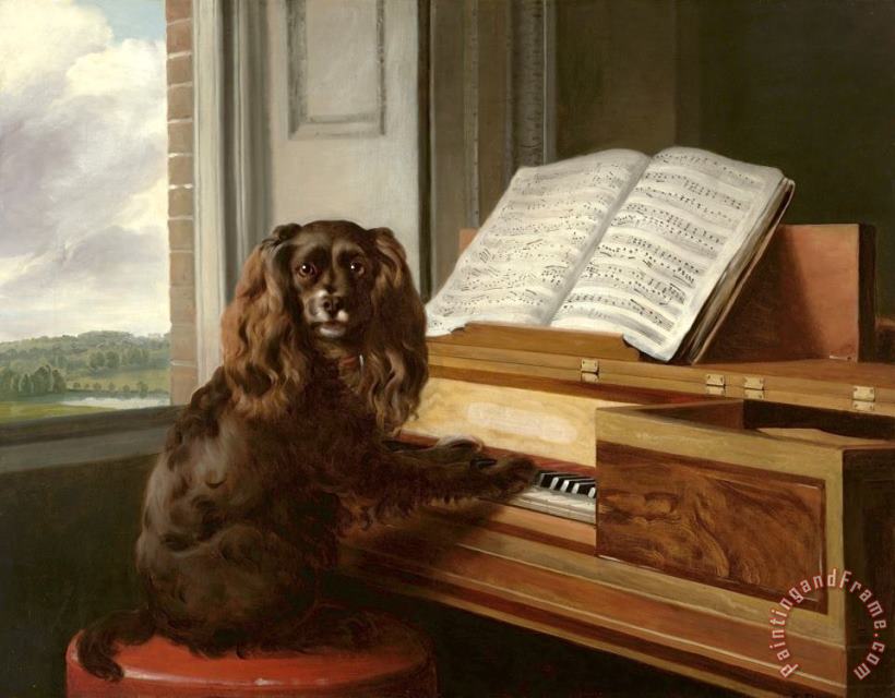 Portrait of an Extraordinary Musical Dog painting - Philip Reinagle Portrait of an Extraordinary Musical Dog Art Print