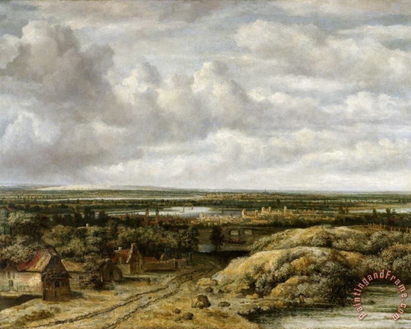 Philips Koninck Distant View with Cottages Along a Road Art Print