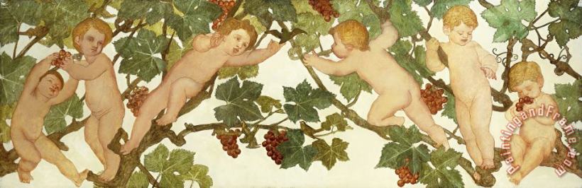 Phoebe Anna Traquair Putti Frolicking In A Vineyard Art Painting
