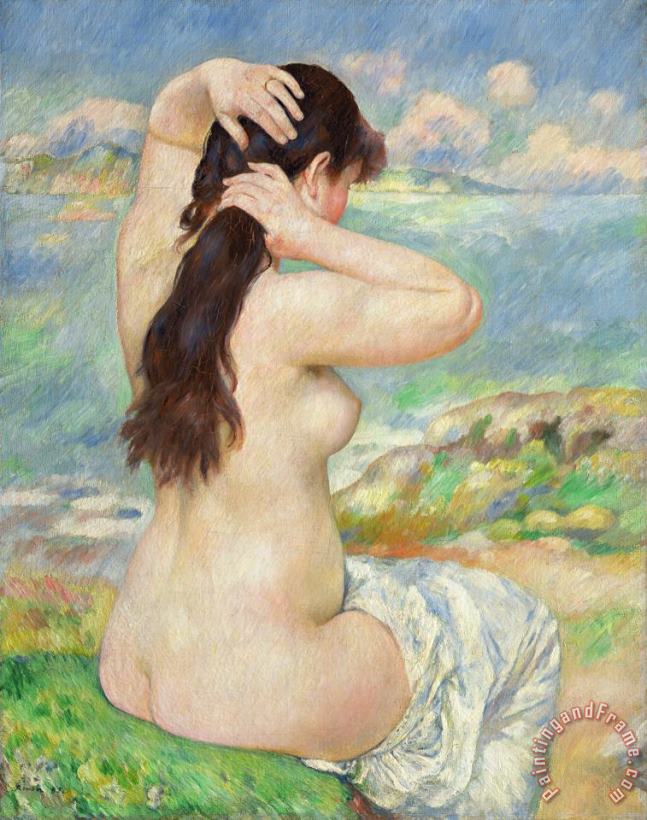 Bather Arranging her Hair painting - Pierre Auguste Renoir Bather Arranging her Hair Art Print