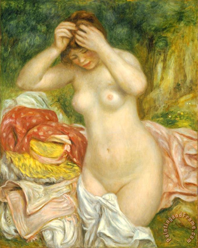 Bather Arranging Her Hair painting - Pierre Auguste Renoir Bather Arranging Her Hair Art Print