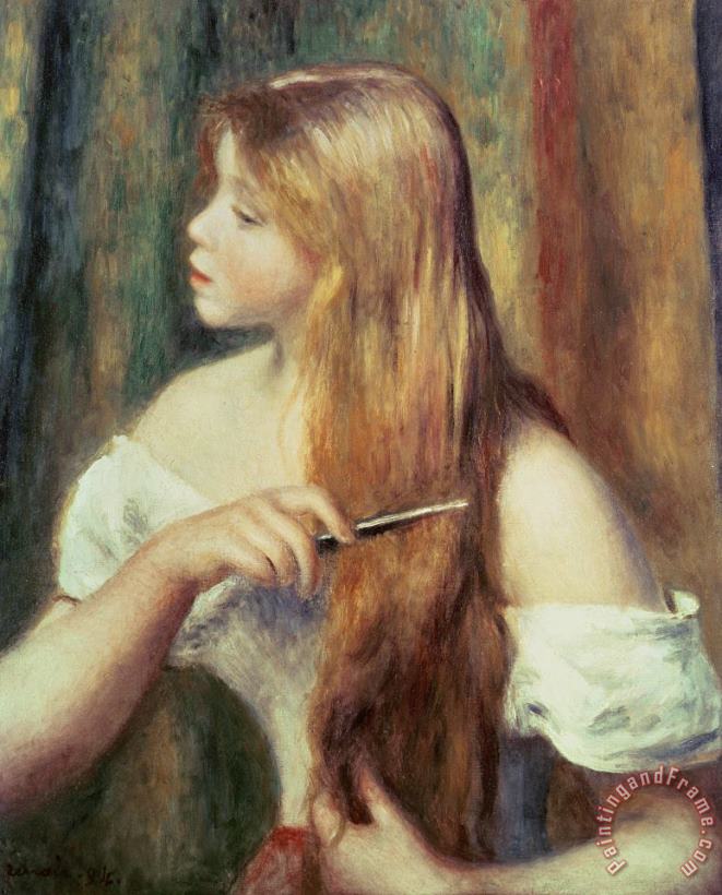 Pierre Auguste Renoir Blonde girl combing her hair Art Painting