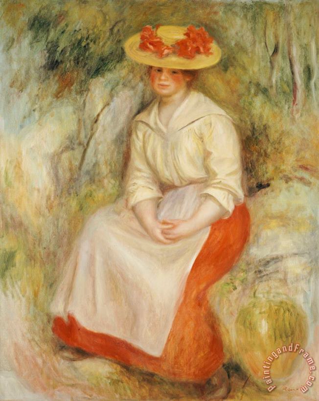 Gabrielle in a Straw Hat painting - Pierre Auguste Renoir Gabrielle in a Straw Hat Art Print