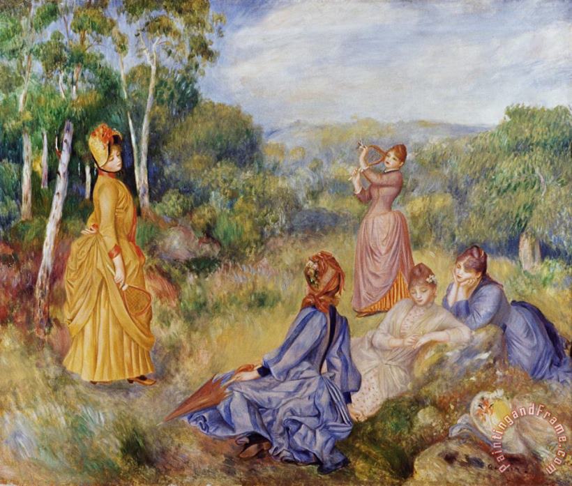 Girls Playing Battledore And Shuttlecock painting - Pierre Auguste Renoir Girls Playing Battledore And Shuttlecock Art Print