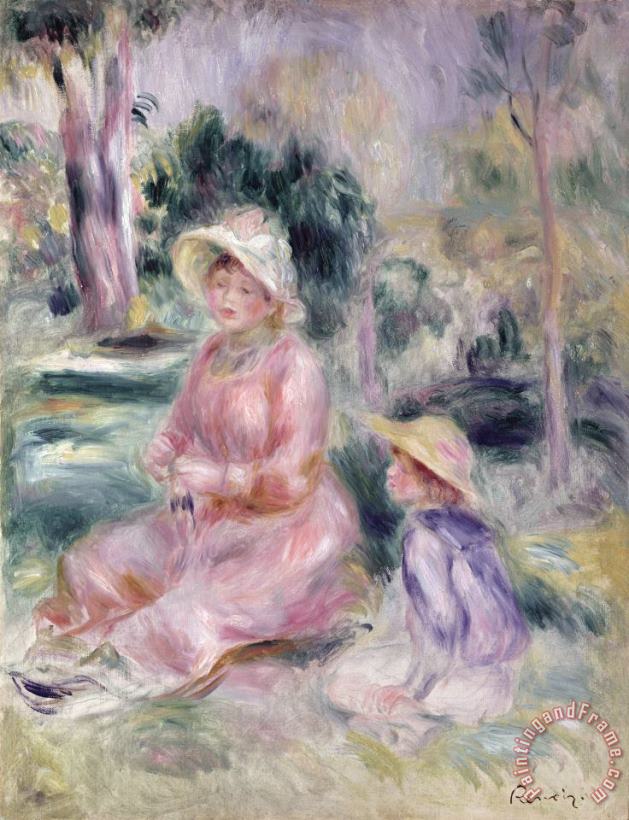 Pierre Auguste Renoir  Madame Renoir and Her Son Pierre Art Print