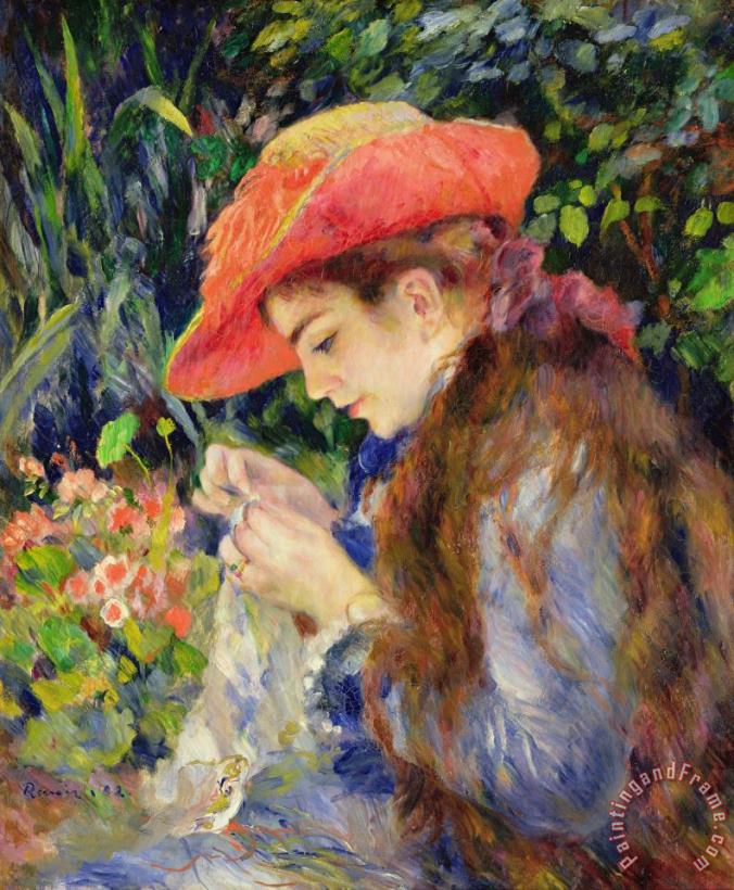  Marie Therese Durand Ruel Sewing painting - Pierre Auguste Renoir  Marie Therese Durand Ruel Sewing Art Print
