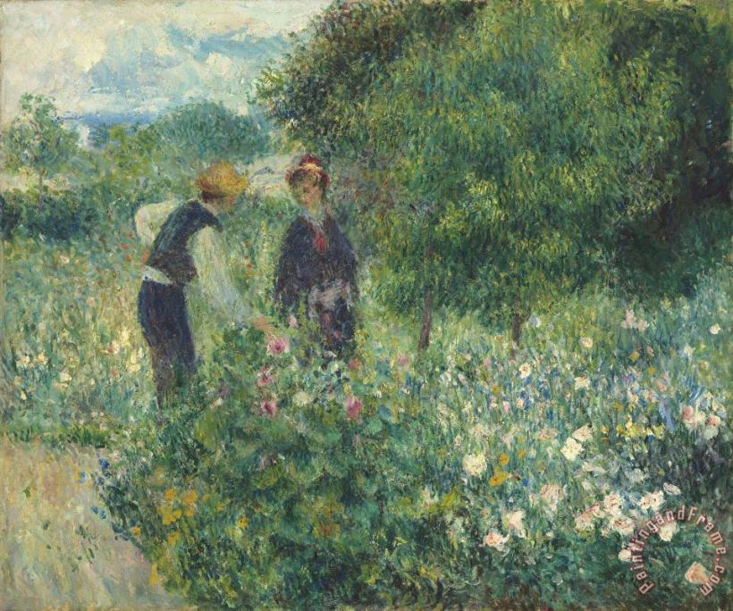 Pierre Auguste Renoir Picking Flowers Art Print