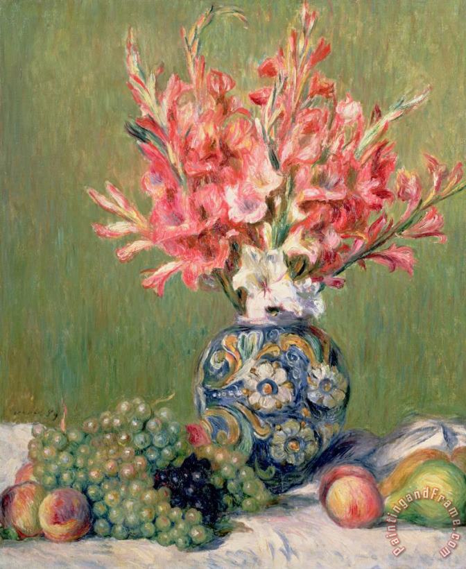 Still life of Fruits and Flowers painting - Pierre Auguste Renoir Still life of Fruits and Flowers Art Print