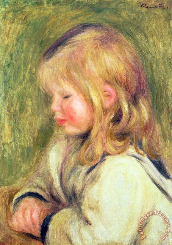Pierre Auguste Renoir The Child in a White Shirt Reading Art Print