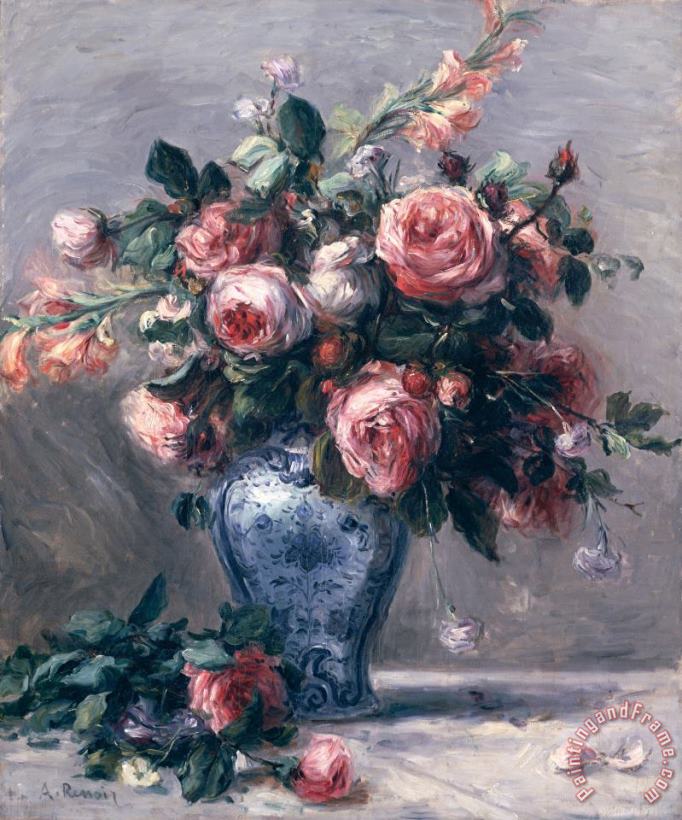 Pierre Auguste Renoir Vase of Roses Art Print