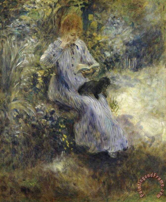 Woman And Black Dog painting - Pierre Auguste Renoir Woman And Black Dog Art Print