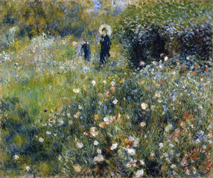 Woman With Umbrella In Garden painting - Pierre Auguste Renoir Woman With Umbrella In Garden Art Print