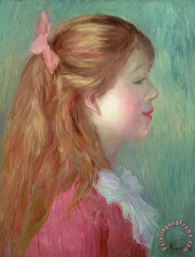 Pierre Auguste Renoir Young girl with Long hair in profile Art Print