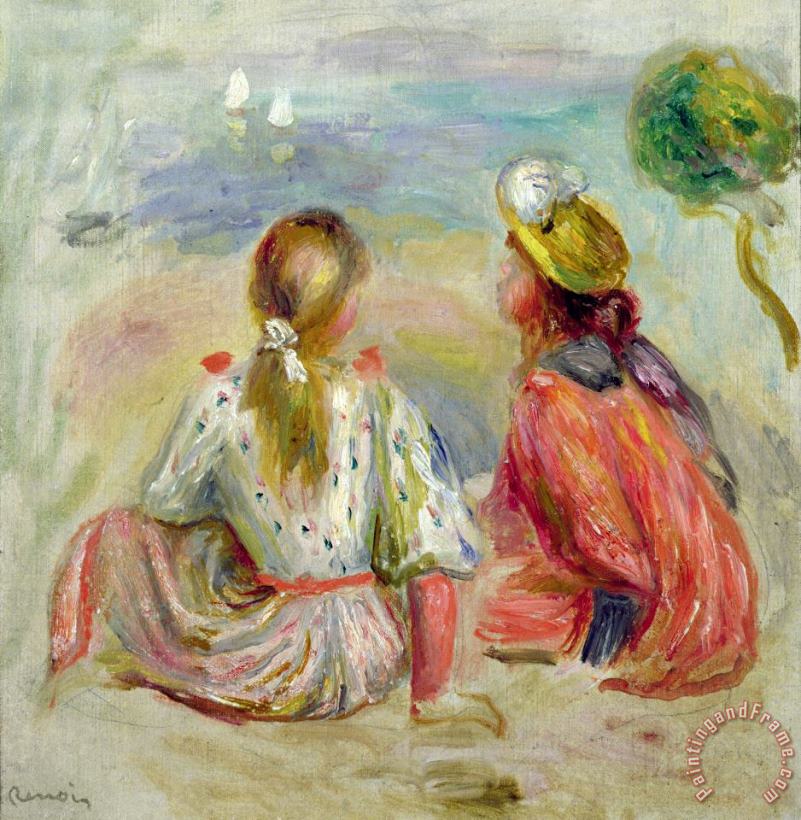 Young Girls on the Beach painting - Pierre Auguste Renoir Young Girls on the Beach Art Print