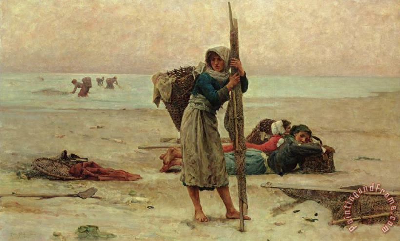 Oyster Catching painting - Pierre Celestin Billet Oyster Catching Art Print