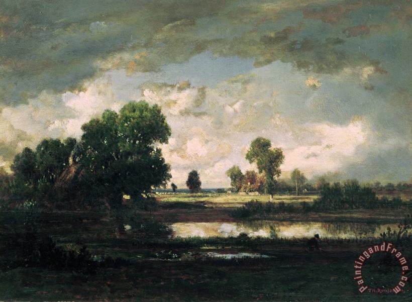 Pierre Etienne Theodore Rousseau The Pool with a Stormy Sky Art Print