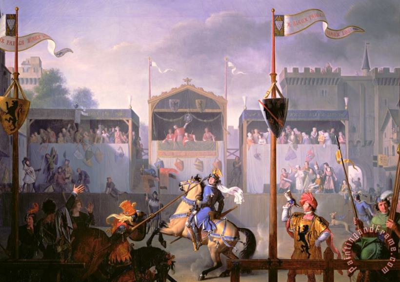 Pierre Henri Revoil Scene of a Tournament in the Fourteenth Century Art Print