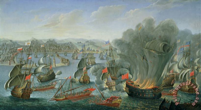 Naval Battle with the Spanish Fleet painting - Pierre Puget Naval Battle with the Spanish Fleet Art Print
