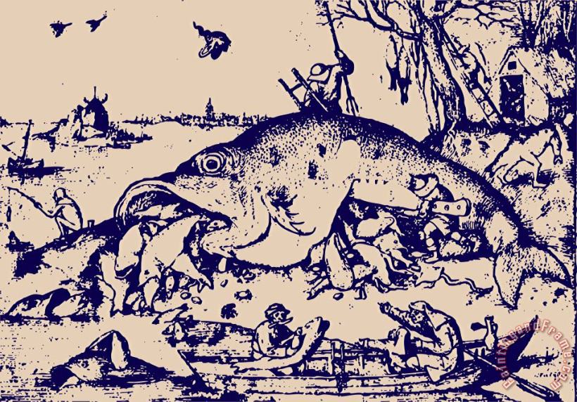 Big Fish Eat Little Fish painting - Pieter Bruegel Big Fish Eat Little Fish Art Print