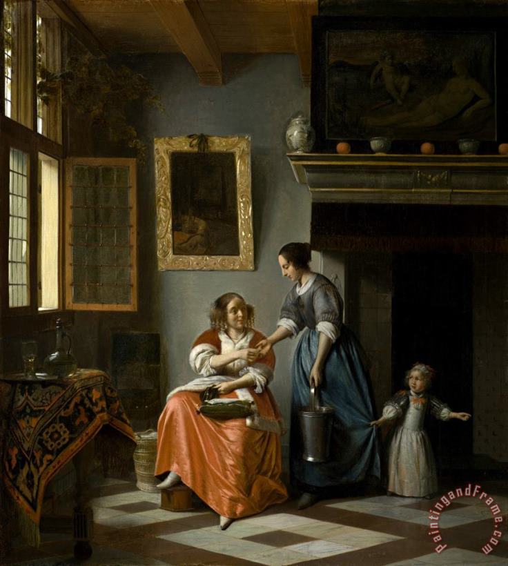 Woman Giving Money to a Servant painting - Pieter de Hooch Woman Giving Money to a Servant Art Print