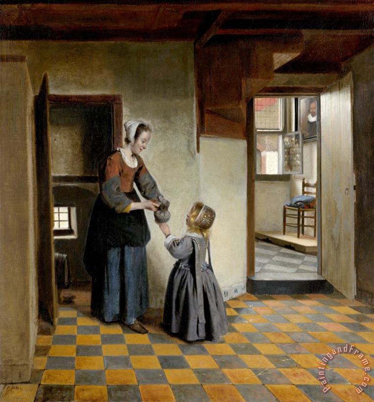 Pieter de Hooch Woman with a Child in a Pantry Art Print
