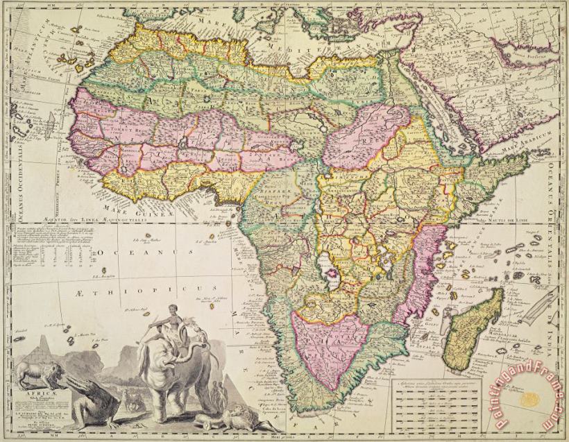 Antique Map of Africa painting - Pieter Schenk Antique Map of Africa Art Print