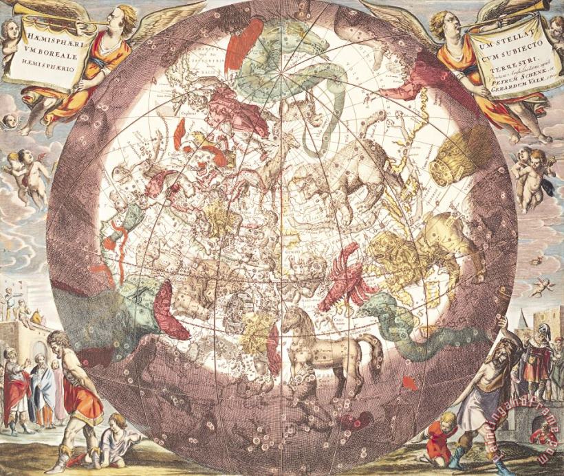 Pieter Schenk Northern Boreal Hemisphere From The Celestial Atlas Art Painting