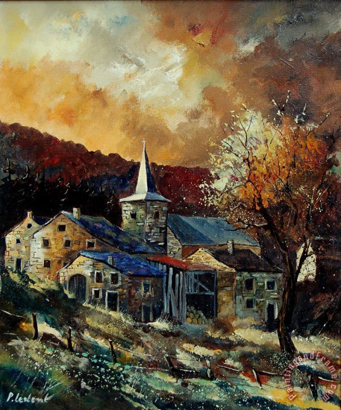 Pol Ledent A village in Autumn Art Painting