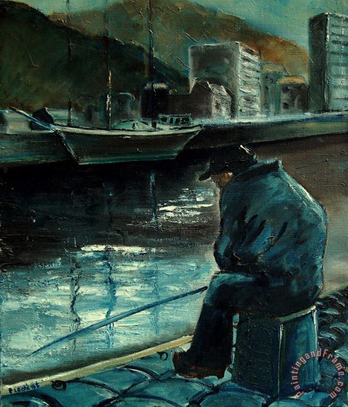 Fisherman's Patience painting - Pol Ledent Fisherman's Patience Art Print