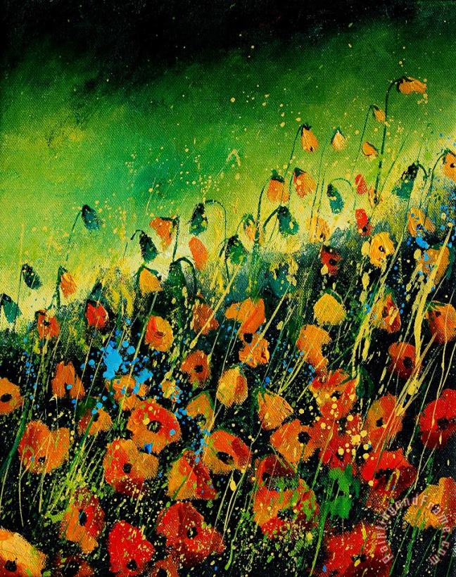 Orange poppies 459080 painting - Pol Ledent Orange poppies 459080 Art Print
