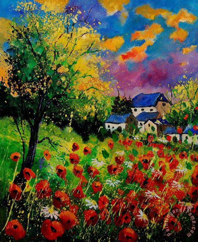 Poppies and daisies 560110 painting - Pol Ledent Poppies and daisies 560110 Art Print