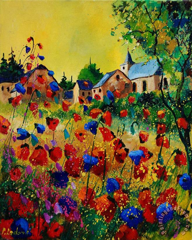 Poppies Sosoye painting - Pol Ledent Poppies Sosoye Art Print