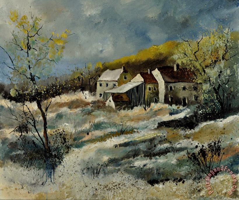 Pol Ledent Remote houses in the ardennes Art Painting