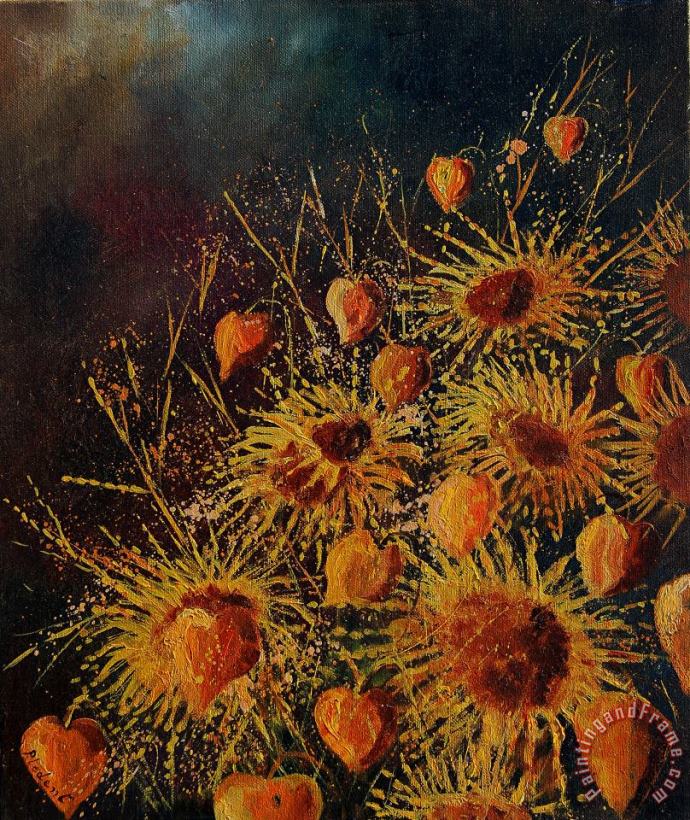 Pol Ledent Sun flowers and physialis Art Painting