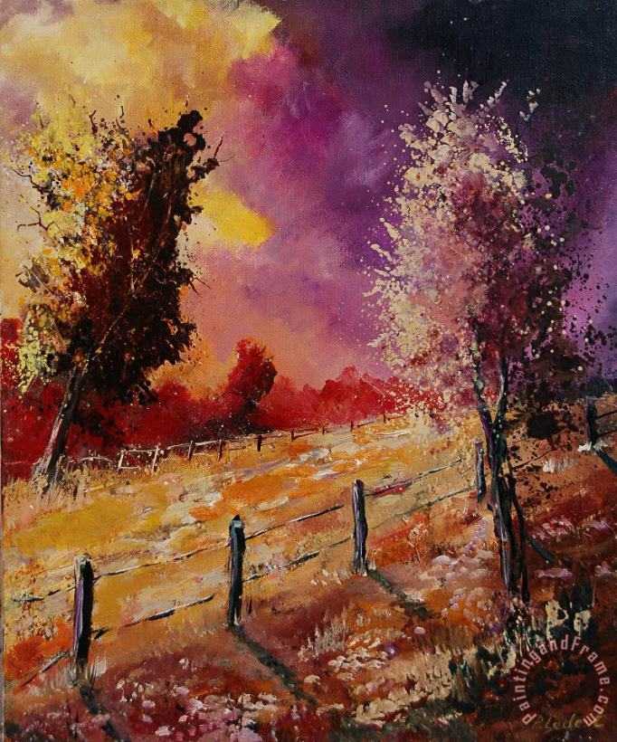 Two trees waiting for the storm painting - Pol Ledent Two trees waiting for the storm Art Print