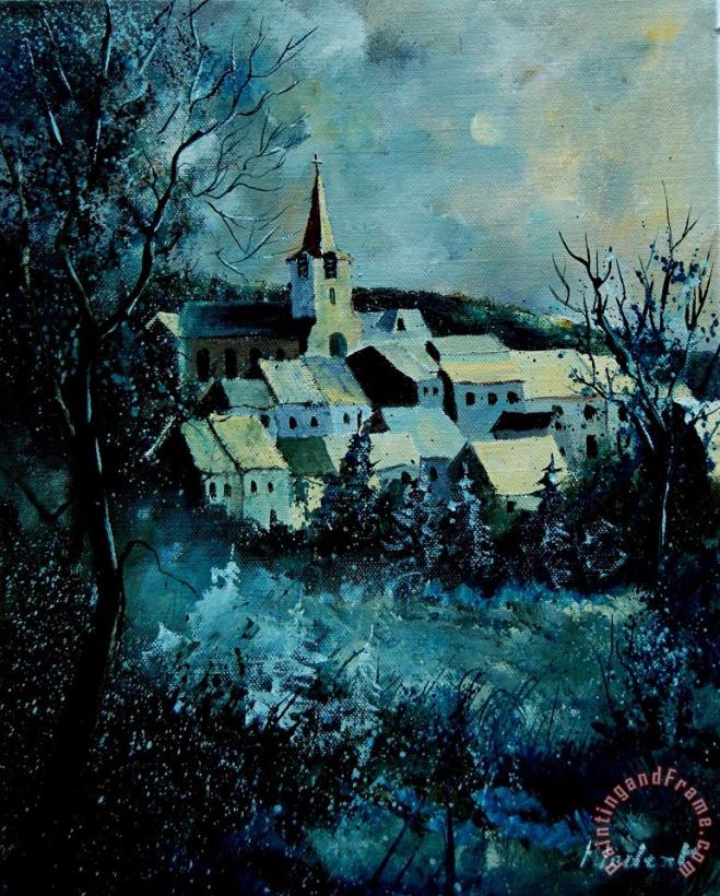 Pol Ledent Village in winter Art Painting