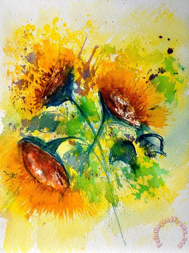 Pol Ledent Watercolor Sunflowers 2101 Art Painting