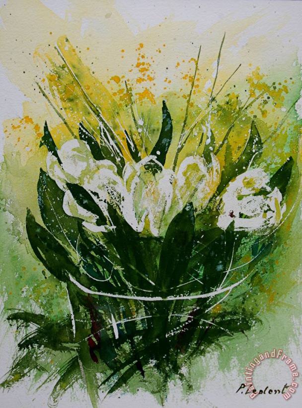 Watercolor Tulips painting - Pol Ledent Watercolor Tulips Art Print