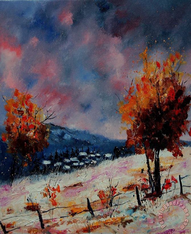 Winter 560110 painting - Pol Ledent Winter 560110 Art Print