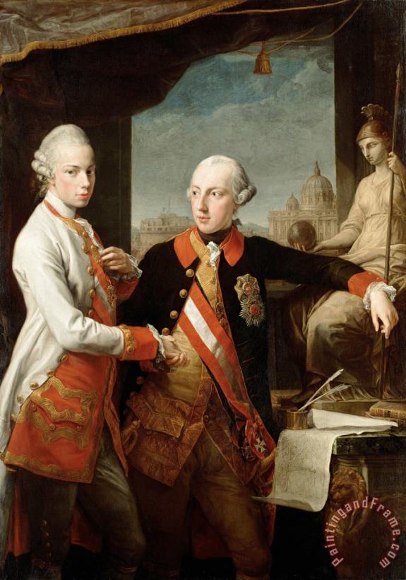 Pompeo Batoni Emperor Joseph II (1741 1790) with Grand Duke Pietro Leopoldo of Tuscany Art Print