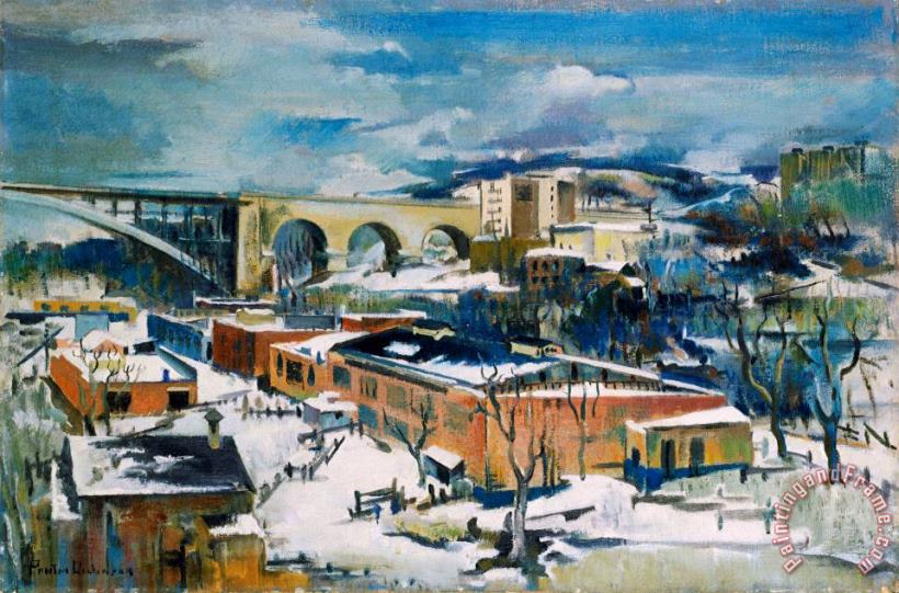 Winter, Harlem River painting - Preston Dickinson Winter, Harlem River Art Print