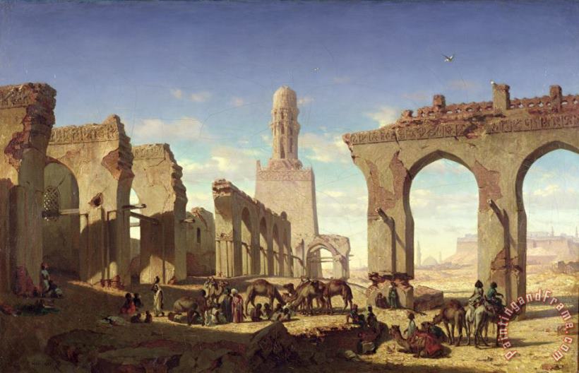 Prosper Georges Antoine Marilhat Ruins of the Mosque of the Caliph El Haken in Cairo Art Painting