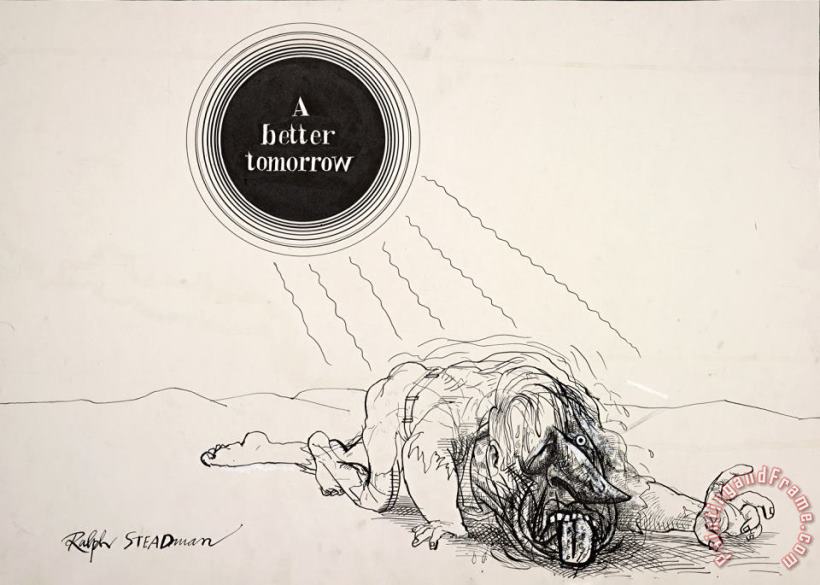 A Better Tomorrow, Social Commentary painting - Ralph Steadman A Better Tomorrow, Social Commentary Art Print
