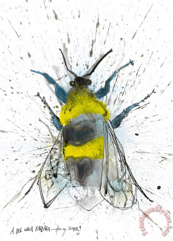 Garden Bumblebee, 2017 painting - Ralph Steadman Garden Bumblebee, 2017 Art Print